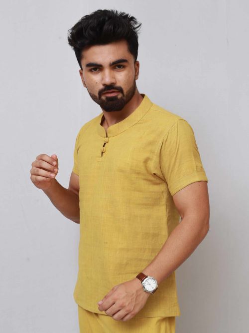 Mandarin Collar Tunic | Mustard