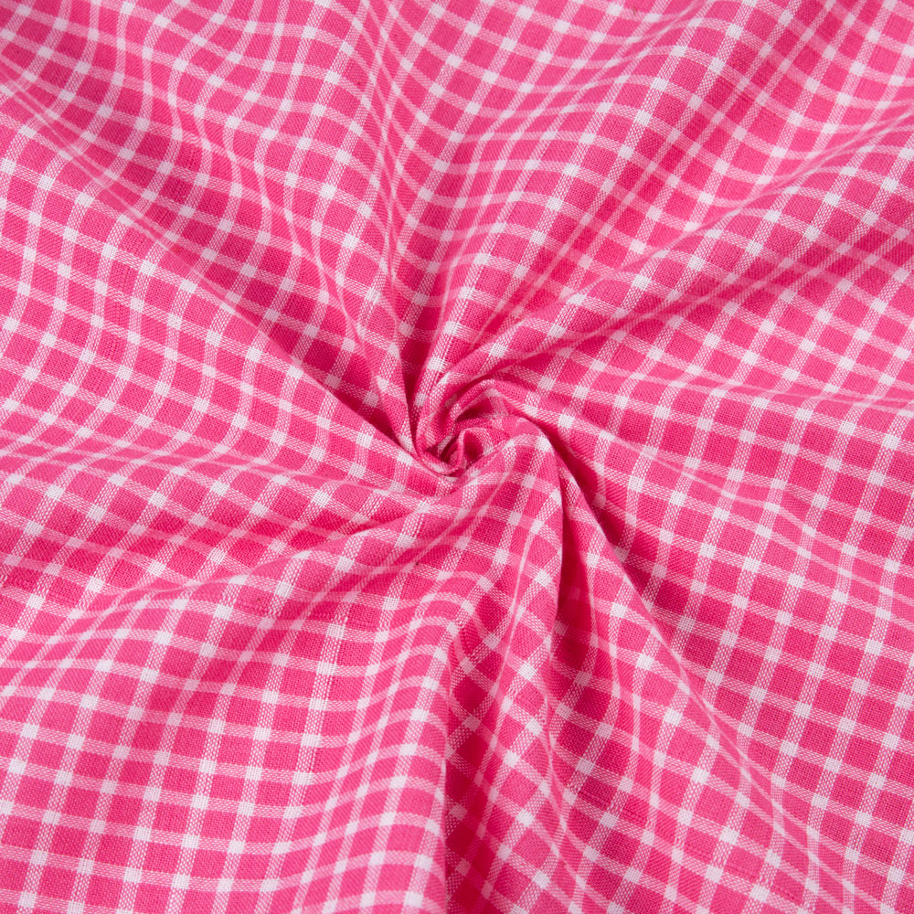Check Pink & White Pure Cotton 107 GSM Handwoven Fabric