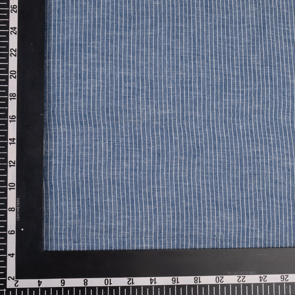 PINSTRIPE BLUE & WHITE PURE COTTON 72 GSM HANDWOVEN FABRIC