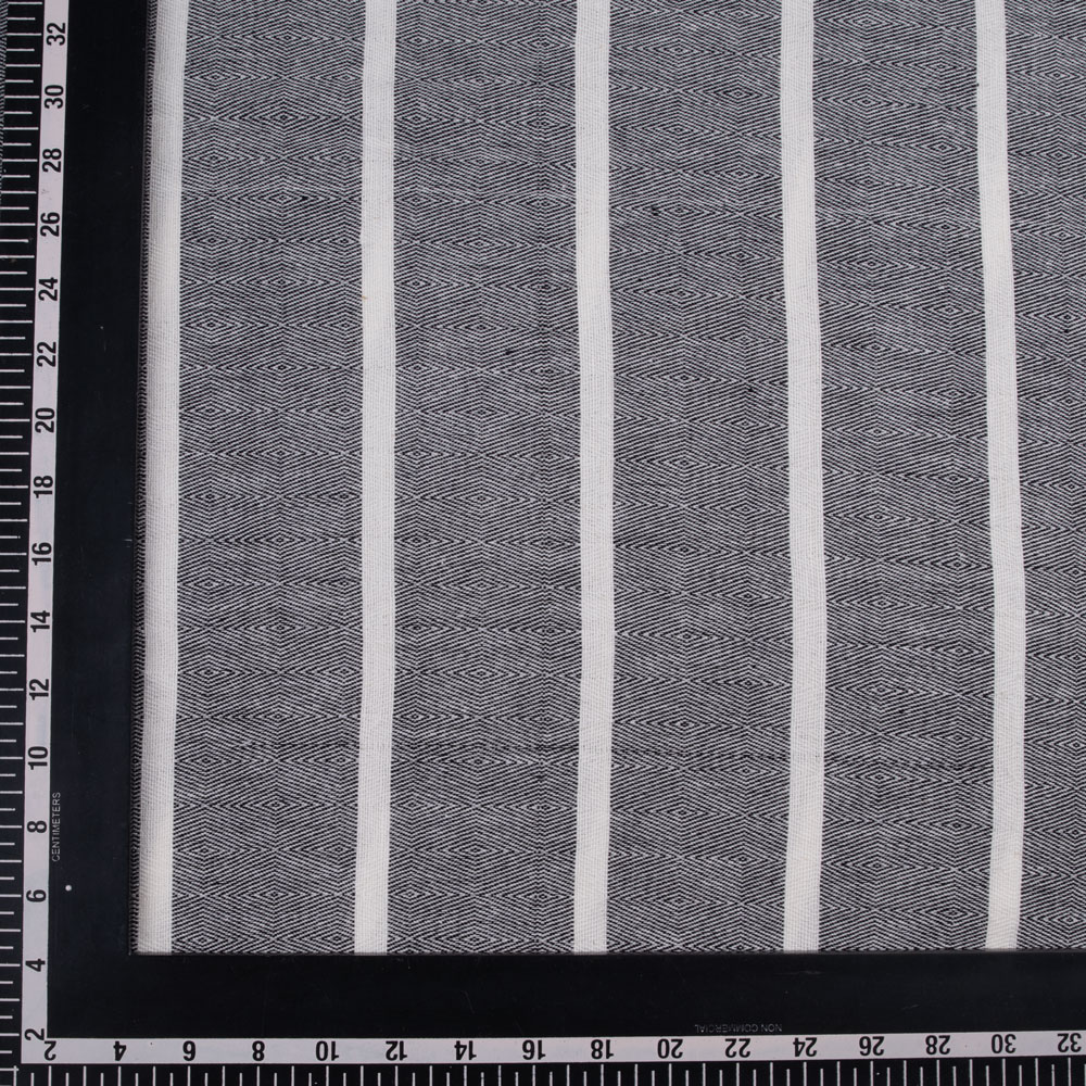 STRIPE DIAMOND TWILL BLACK JACQUARD COTTON KHADI 145 GSM FABRIC