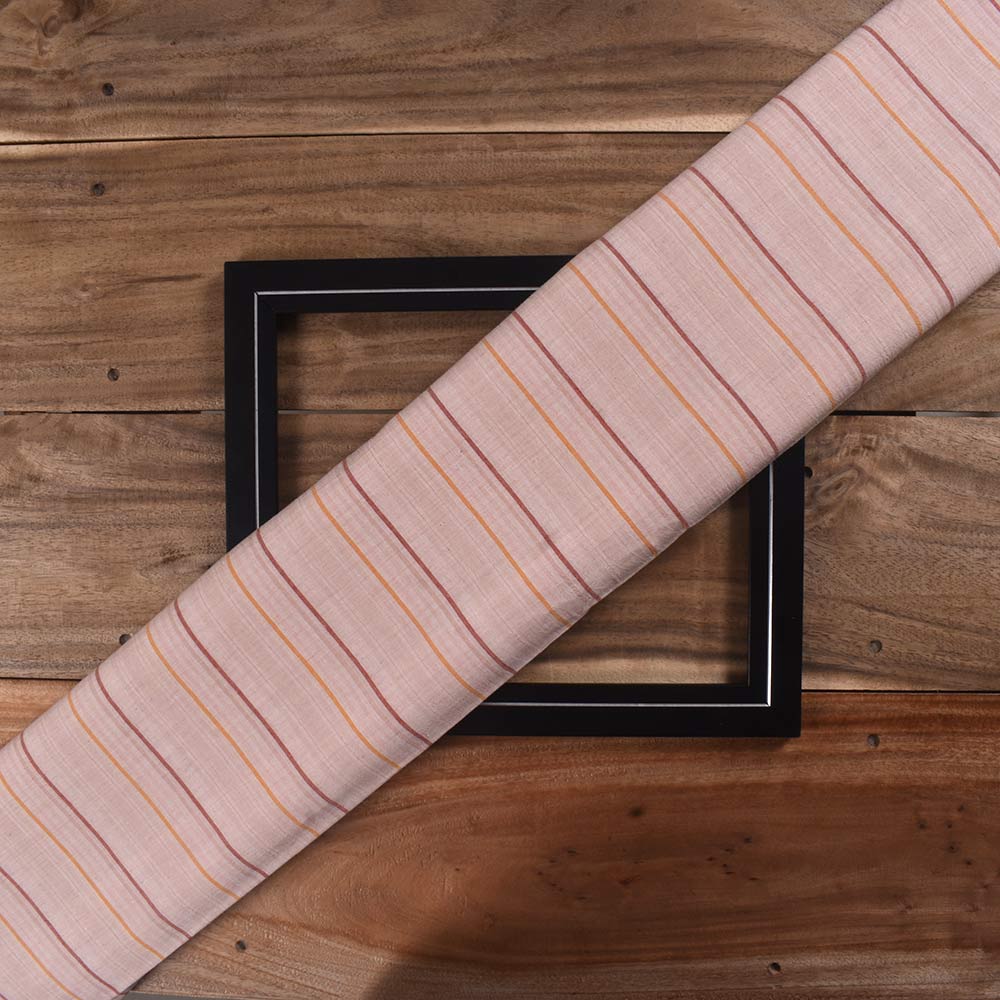 Stripe Baby Pink Pure Cotton 71 GSM Handwoven Fabric