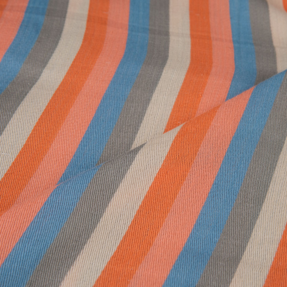 STRIPE SATIN TWILL MULTICOLOUR PURE COTTON 108 GSM HANDWOVEN FABRIC