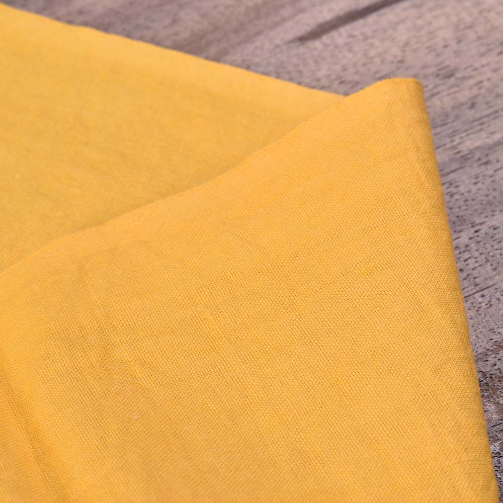 Plain Yellow Khadi Cotton 95 GSM Handwoven Fabric
