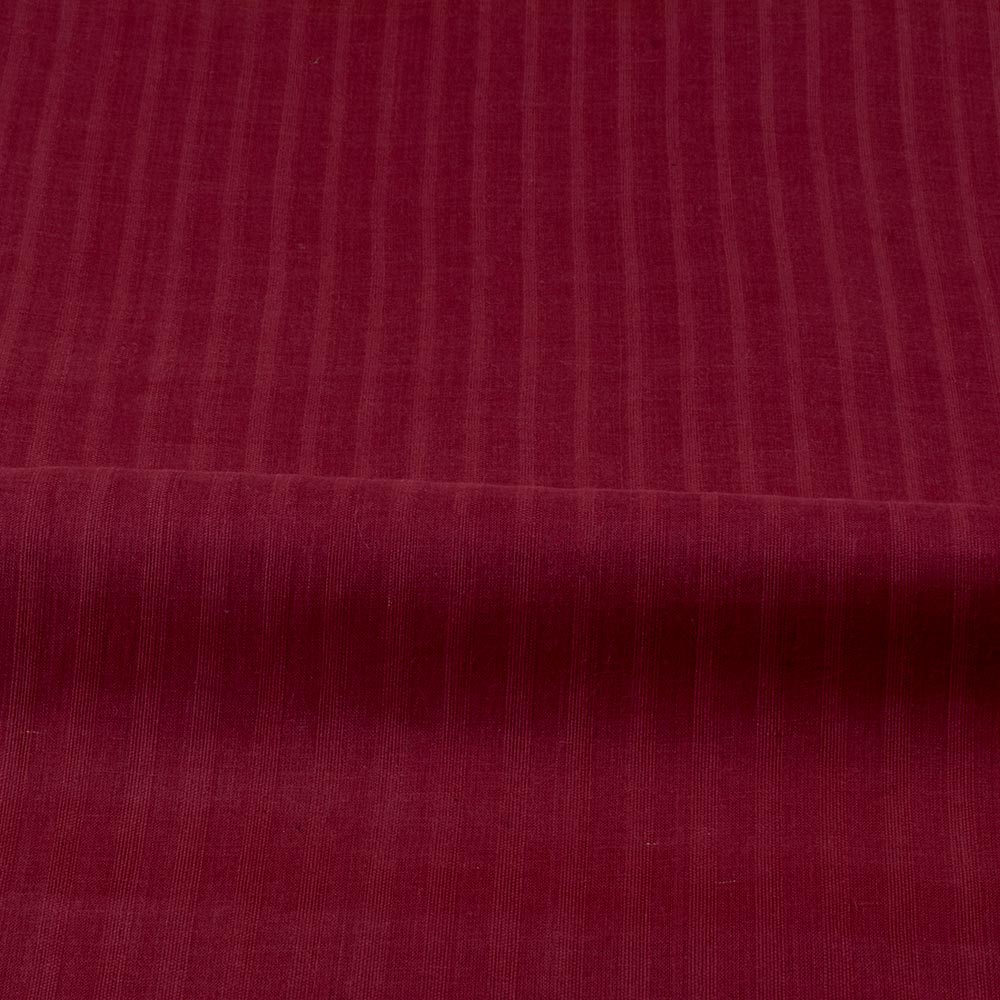 STRIPE MAROON PURE COTTON 86 GSM HANDWOVEN FABRIC