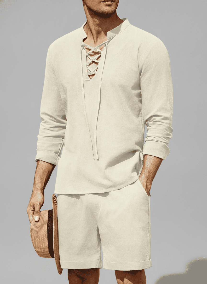 Criss Cross Tied Neck Full Sleeves Shirt