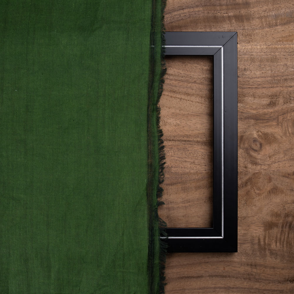 PLAIN GREEN KHADI COTTON 69 GSM HANDWOVEN FABRIC
