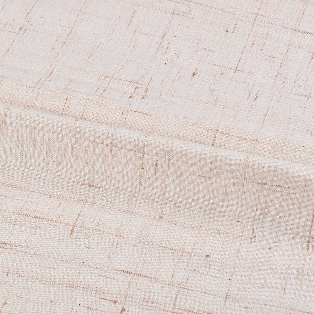 FUTKI CREAM & BROWN KHADI COTTON 134 GSM HANDWOVEN FABRIC