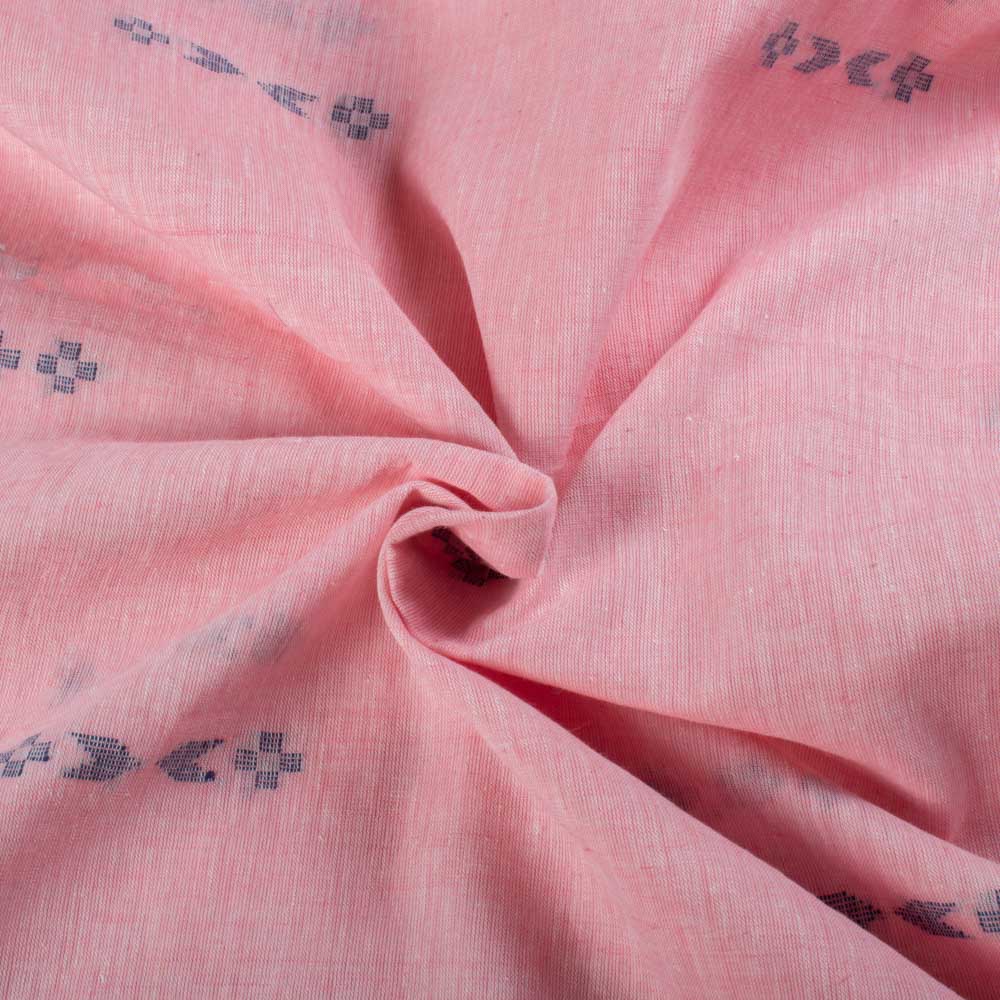 Pink Base Geometrics Pure Cotton 80 GSM Handwoven Jamdani Fabric