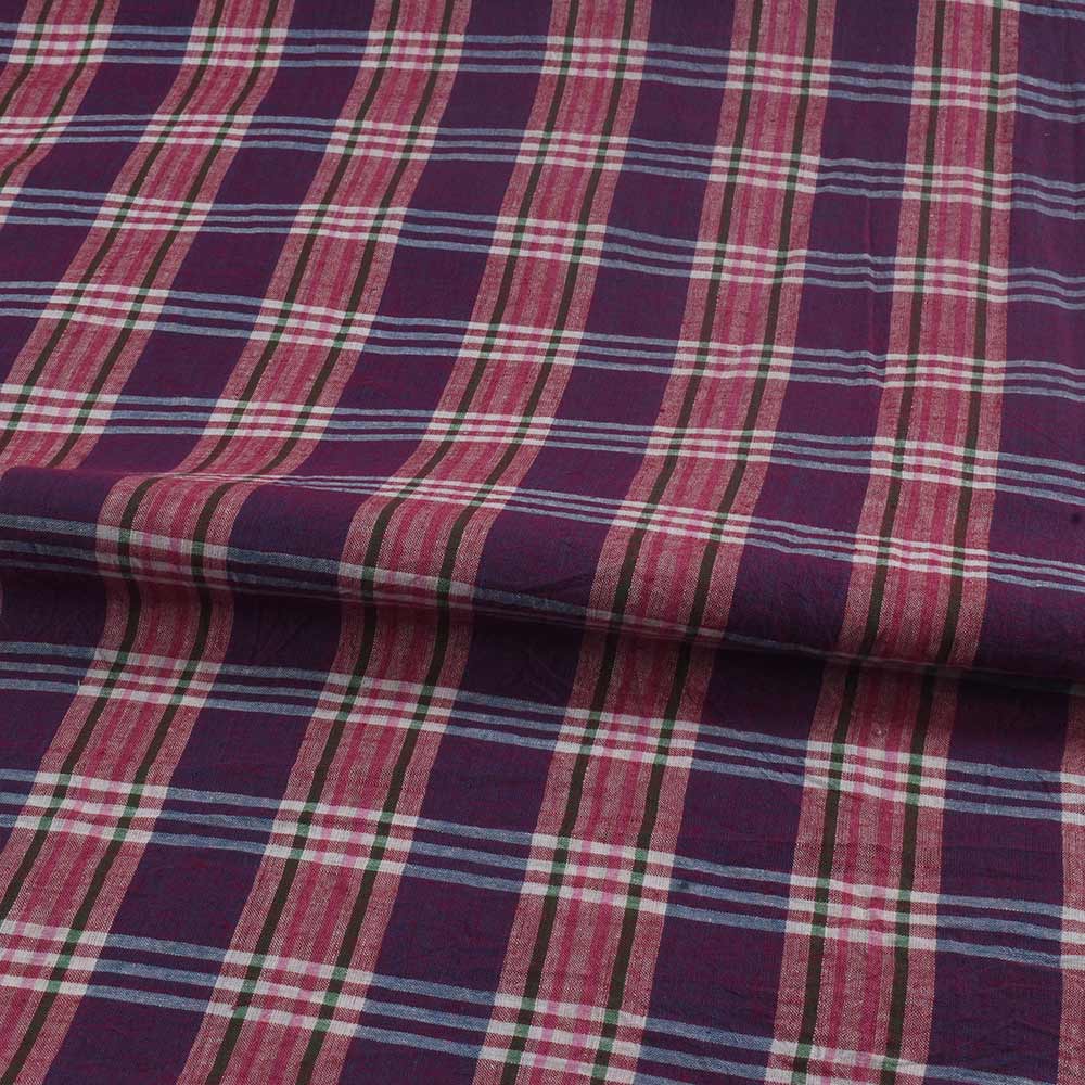 CHECK MULTICOLOR PURE COTTON 72 GSM HANDWOVEN FABRIC