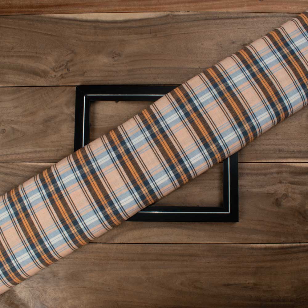 Check Multicolor Pure Cotton 95 GSM Handwoven Fabric 615