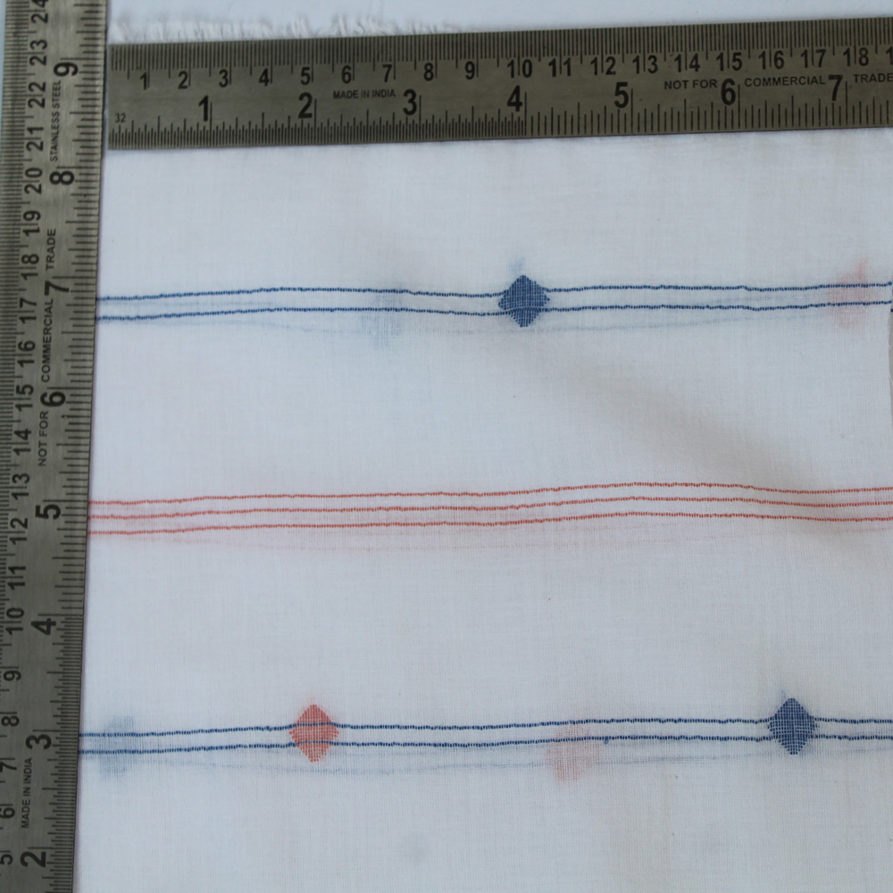 GEOMETRIC STRIPE CREAM JAMDANI PURE COTTON 55 GSM FABRIC