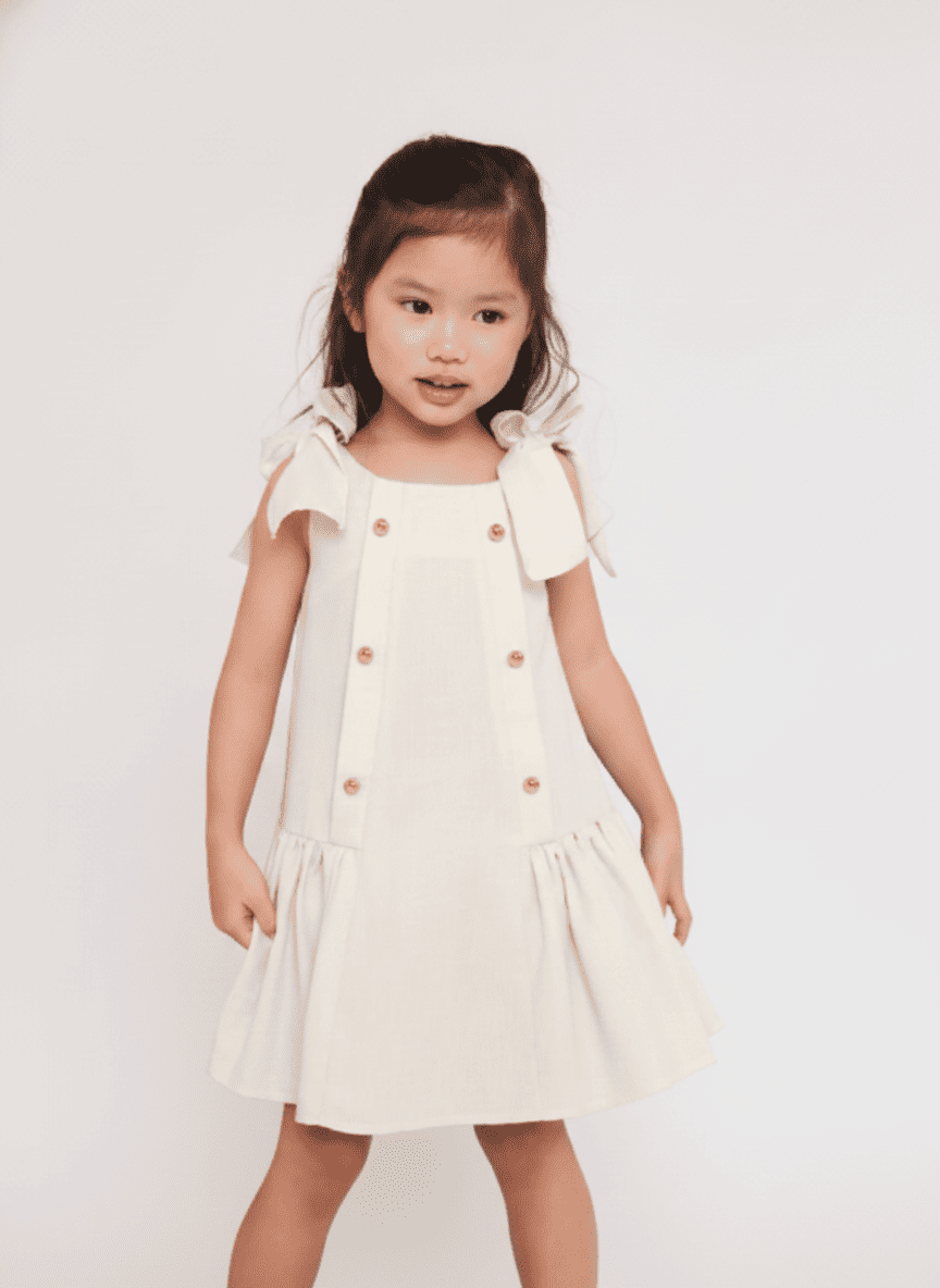 Shoulder Bows & Buttoned Dress