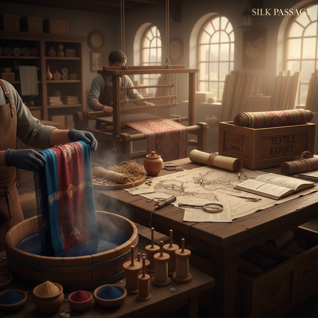 Transition from small silk fabric samples to large-scale production with quality control checks