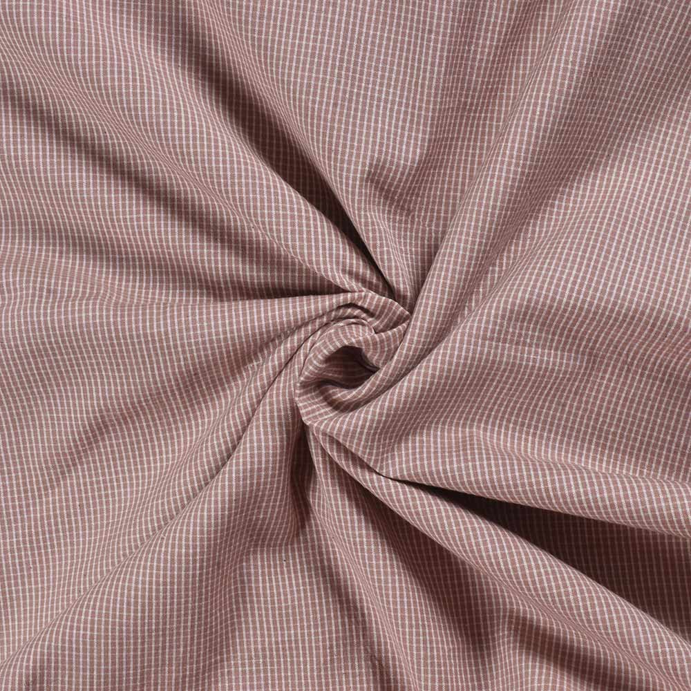 Check Brown Pure Cotton 93 GSM Handwoven Fabric D8