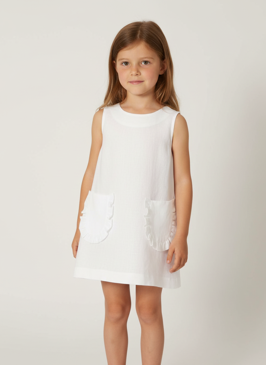 Ruffle Pockets Kids Dress