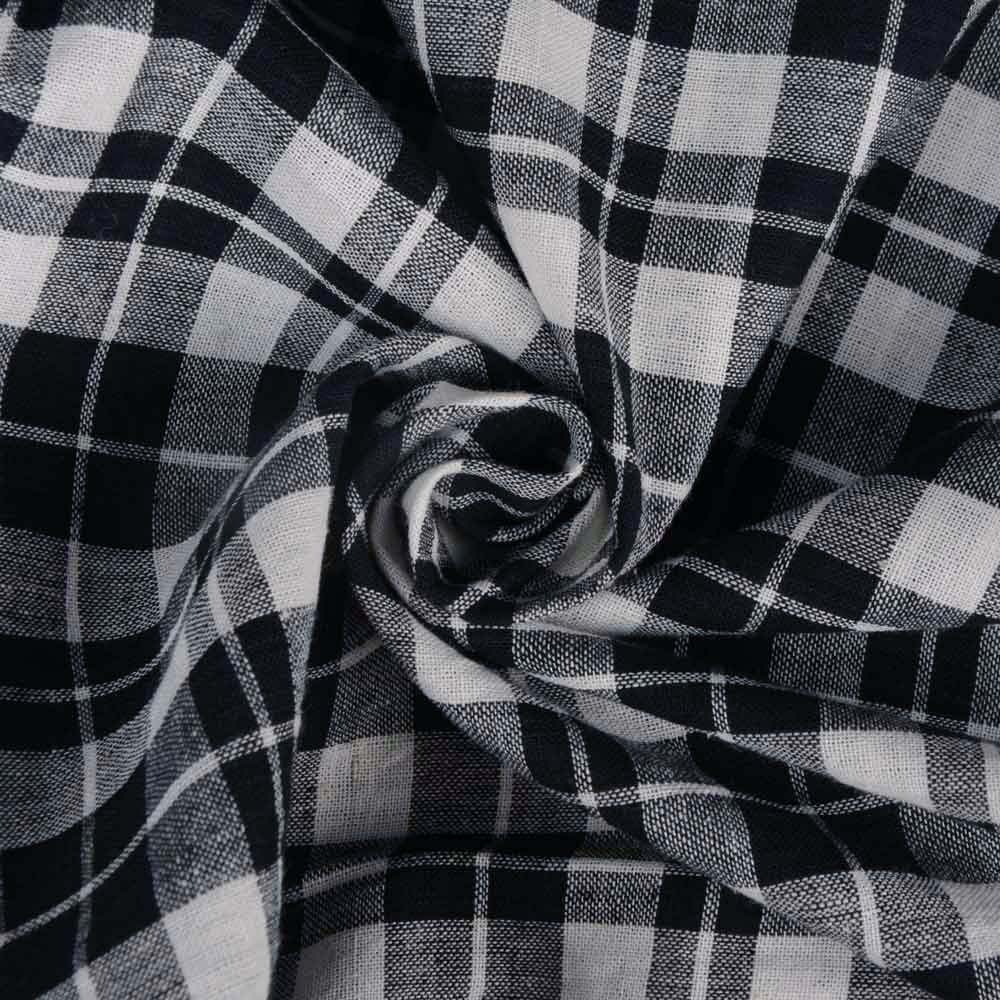 Check Black & White Pure Cotton 100 GSM Handwoven Fabric