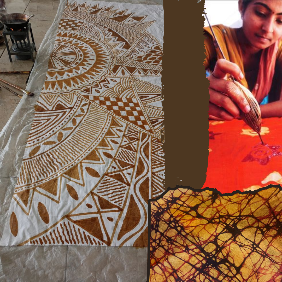 Hand printing batik process