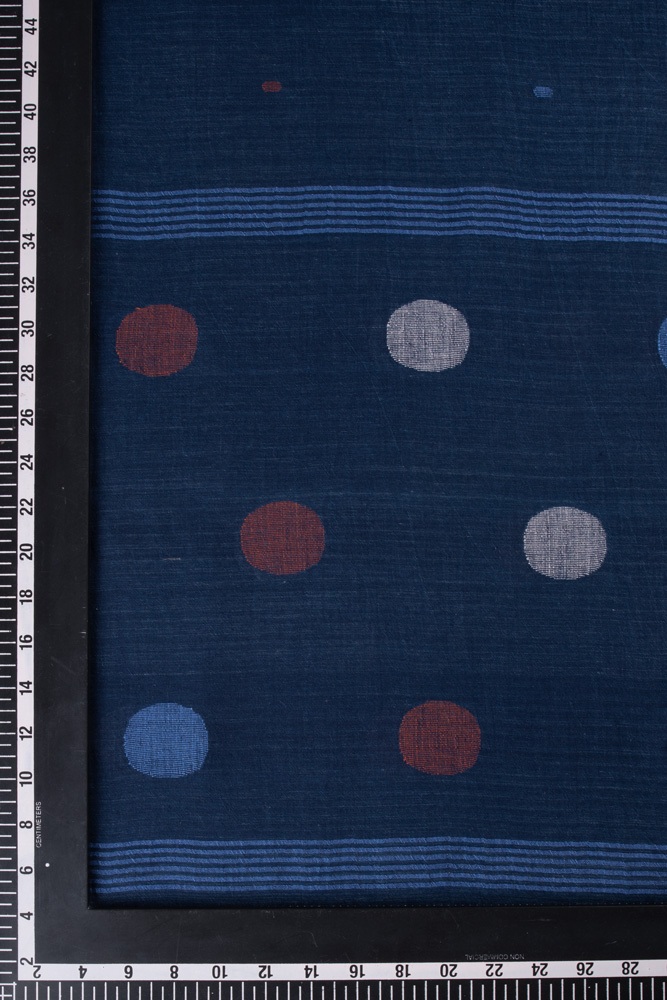 GEOMETRIC NAVY JAMDANI PURE COTTON HANDWOVEN SCARF