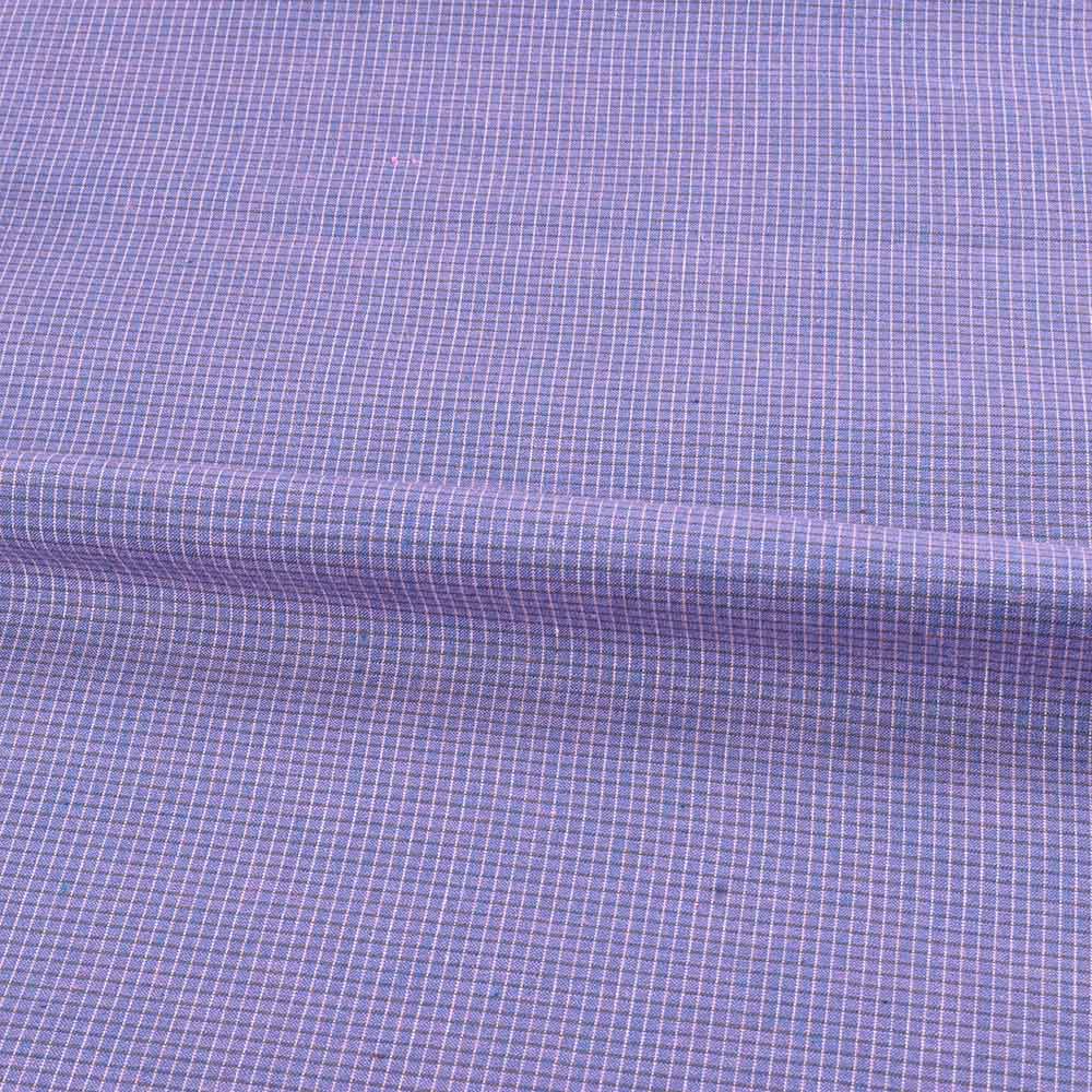 CHECK PURPLE & WHITE PURE COTTON 94 GSM HANDWOVEN FABRIC