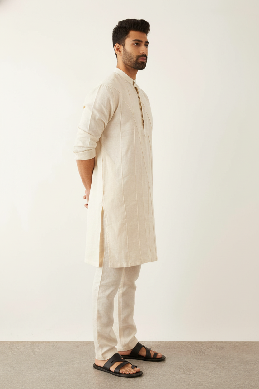Pintuck Pattern Men's Kurta