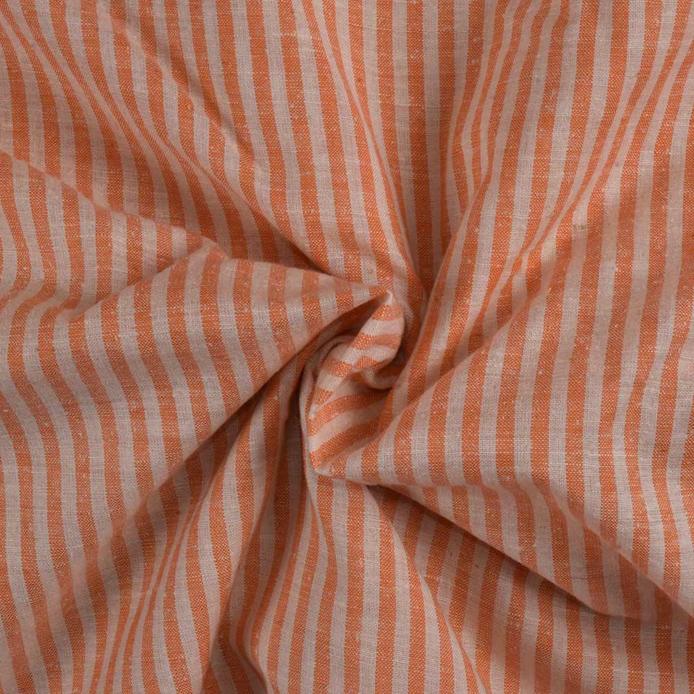 Stripe Light Orange Matka Silk & Cotton Blend 105 GSM Handwoven Fabric
