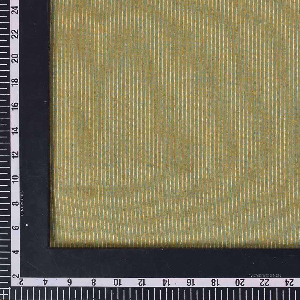 STRIPE GREEN PURE COTTON 65 GSM HANDWOVEN FABRIC J5