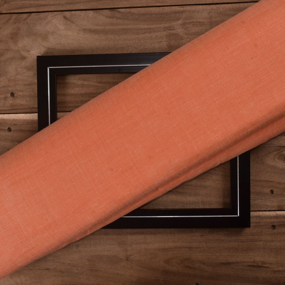 Chambray Orange Khadi Cotton 92 GSM Handwoven Fabric
