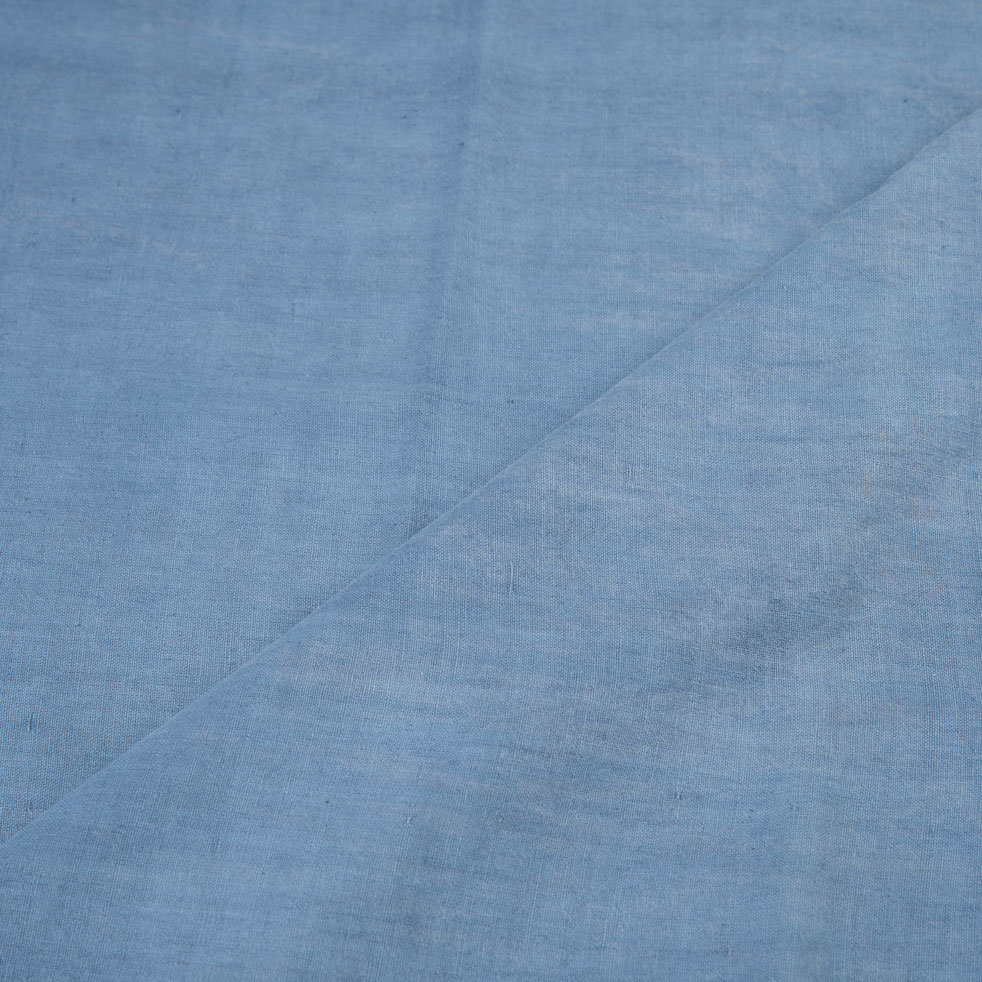 Plain Blue Natural Indigo Dyed 115 GSM Handwoven Cotton Fabric