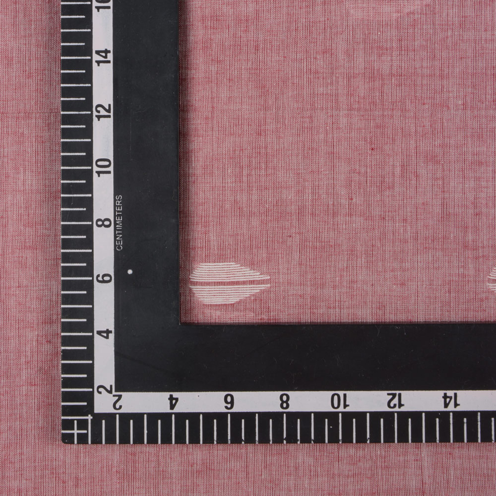 GEOMETRIC RED JAMDANI PURE HANDWOVEN COTTON 55 GSM FABRIC