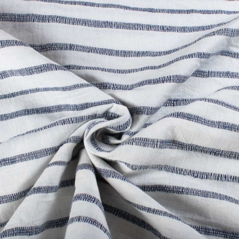 Extra Weft White & Purple Stripe 180 GSM Pure Cotton Handwoven Fabric