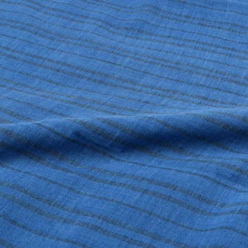 STRIPE BLUE BLACK KHADI COTTON 65 GSM HANDWOVEN FABRIC