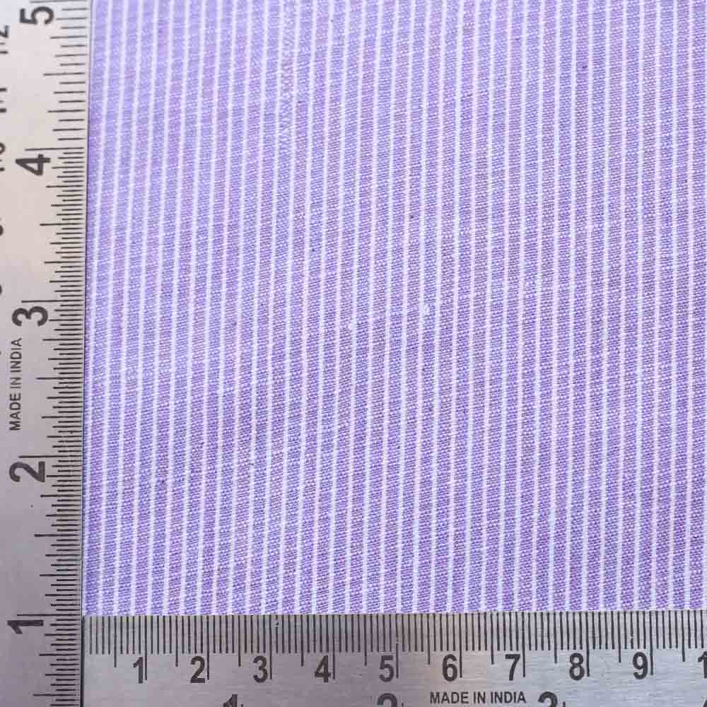 STRIPE LILAC KHADI COTTON 128 GSM HANDWOVEN FABRIC