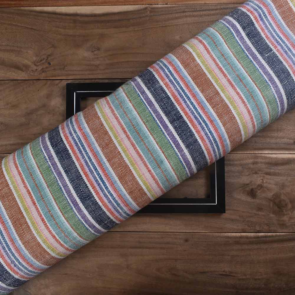 Stripe Multicolor Pure Khadi 260 GSM Handwoven Fabric