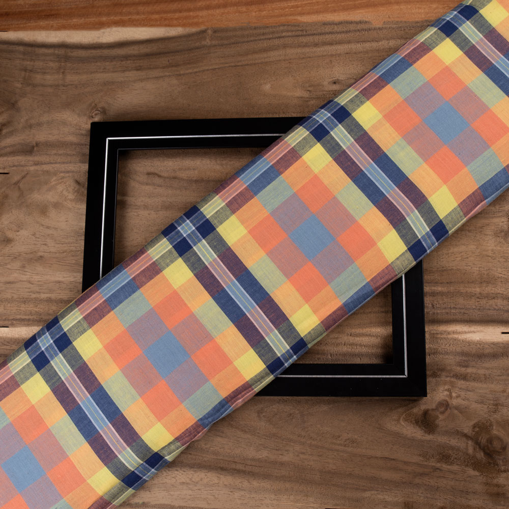 Check Multicolour Pure Cotton 95 GSM Handwoven Fabric