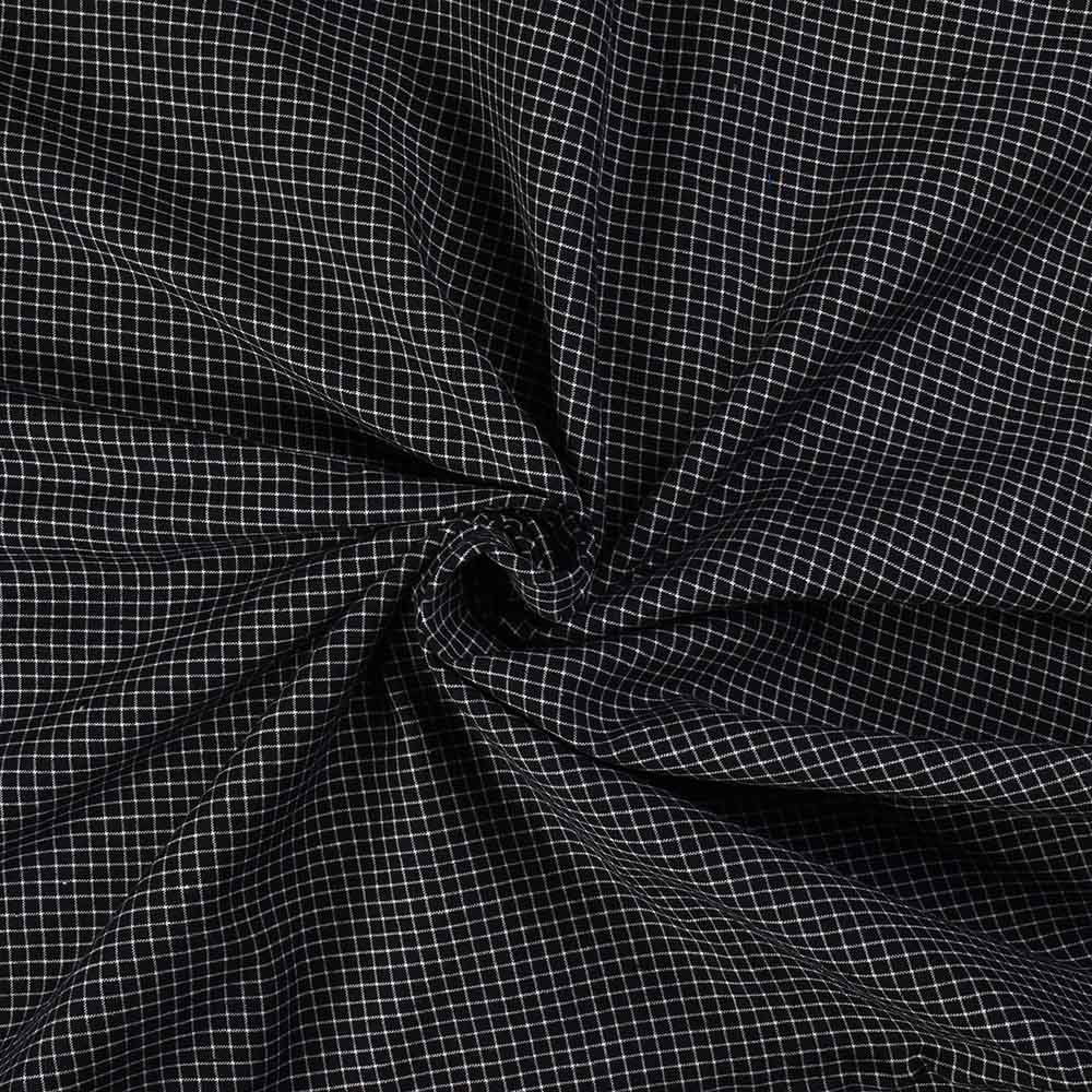 Check Black Pure Cotton 95 GSM Handwoven Fabric