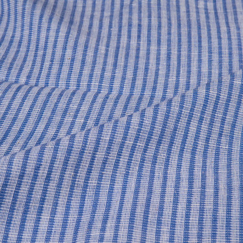 STRIPE BLUE KHADI COTTON 121 GSM HANDWOVEN FABRIC ME9
