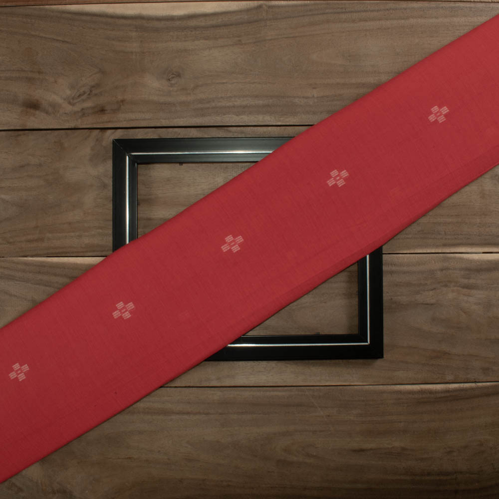 Geometric Red Jamdani Pure Khadi 65 GSM Fabric