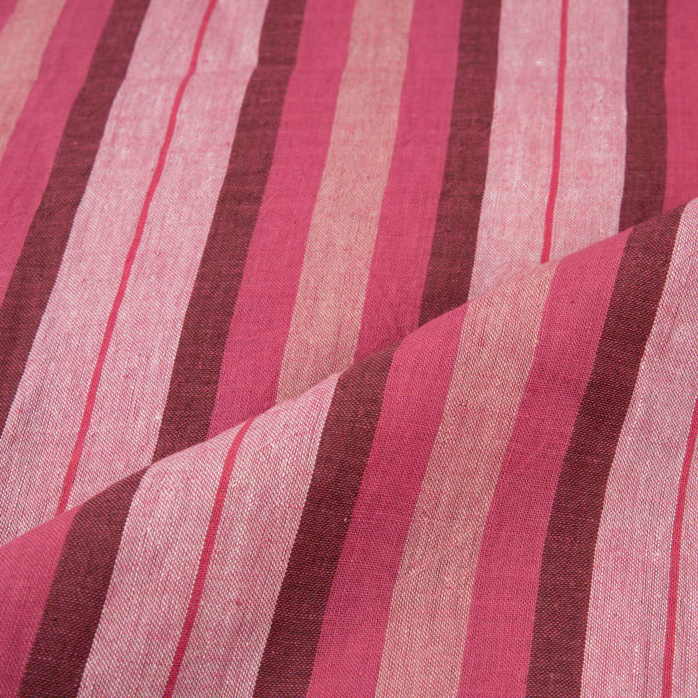 STRIPE RED PURE COTTON 96 GSM HANDWOVEN FABRIC
