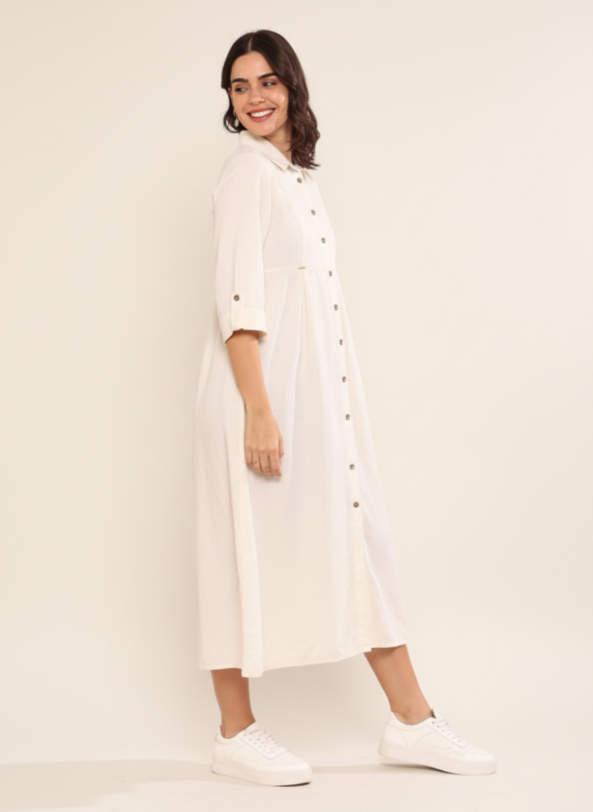 Pleated & Tucked Dress
