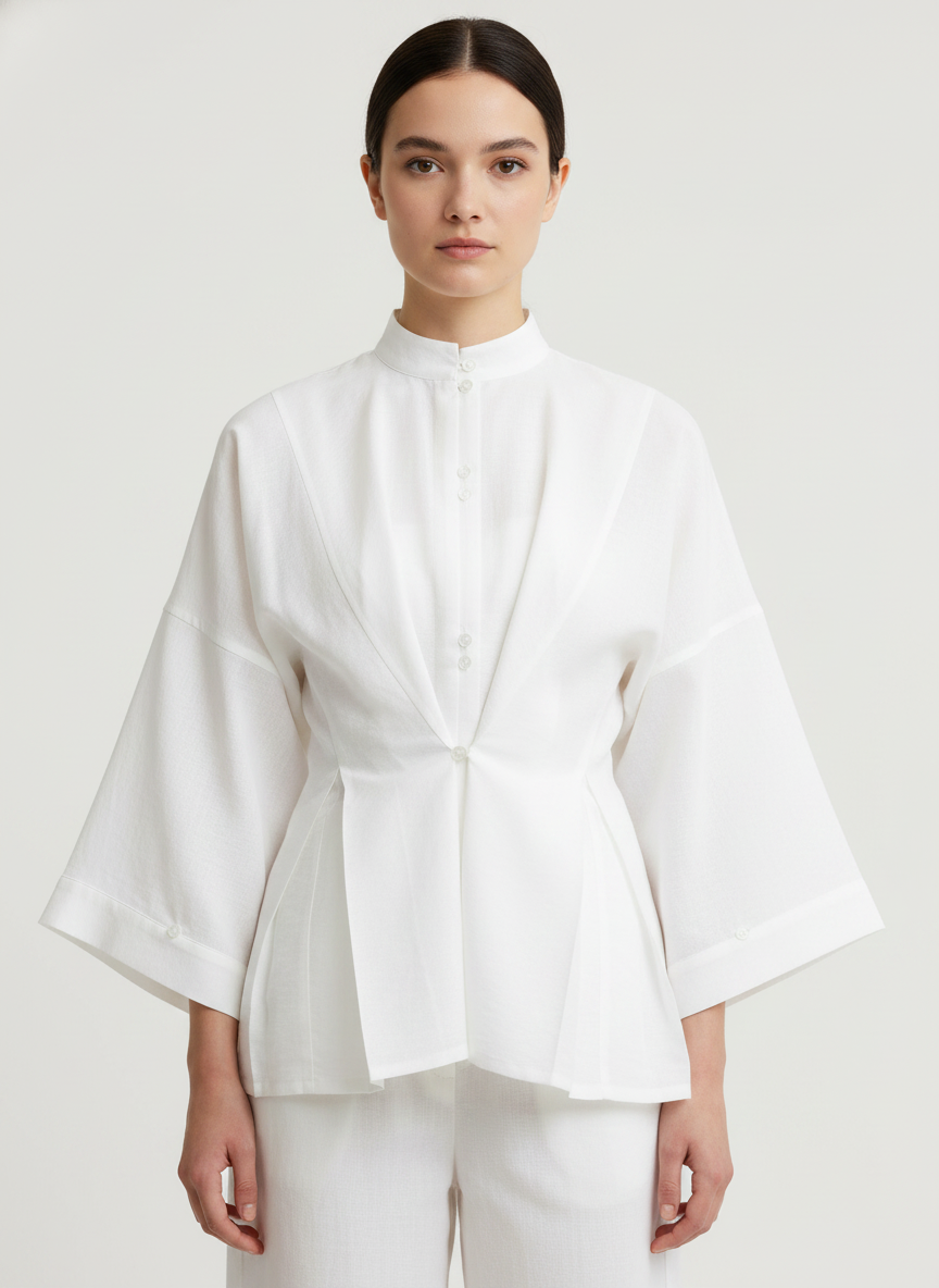 Pleated Dropped Shoulder Top
