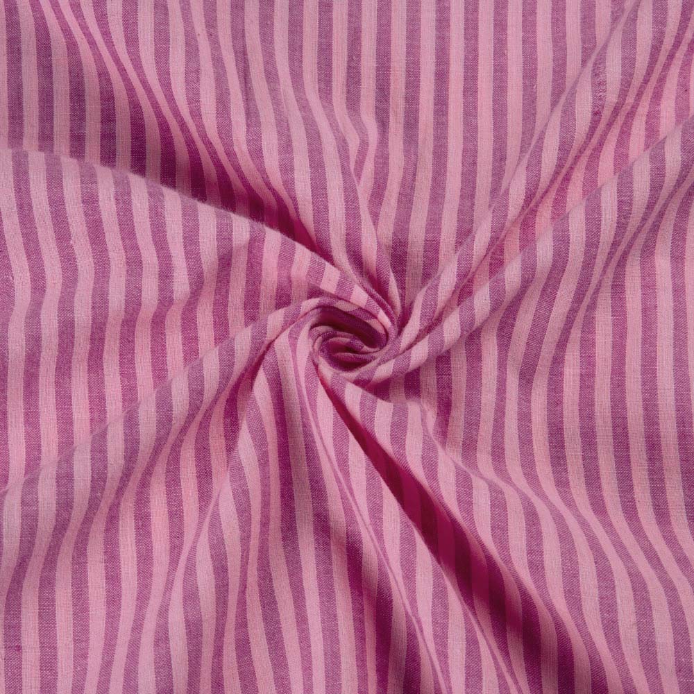 Stripe Pink Pure Cotton 82 GSM Handwoven Fabric