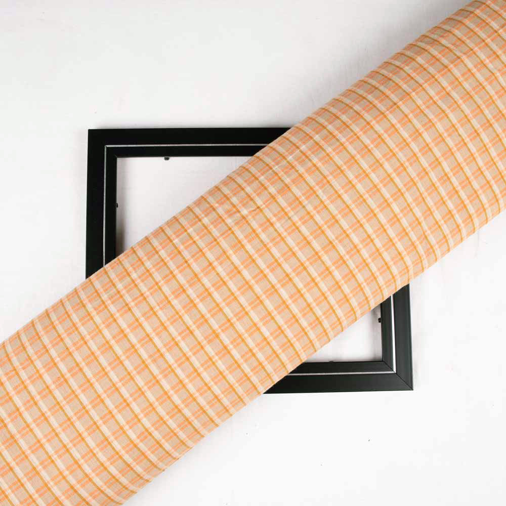 CHECK BEIGE COTTON 115 GSM HANDWOVEN FABRIC