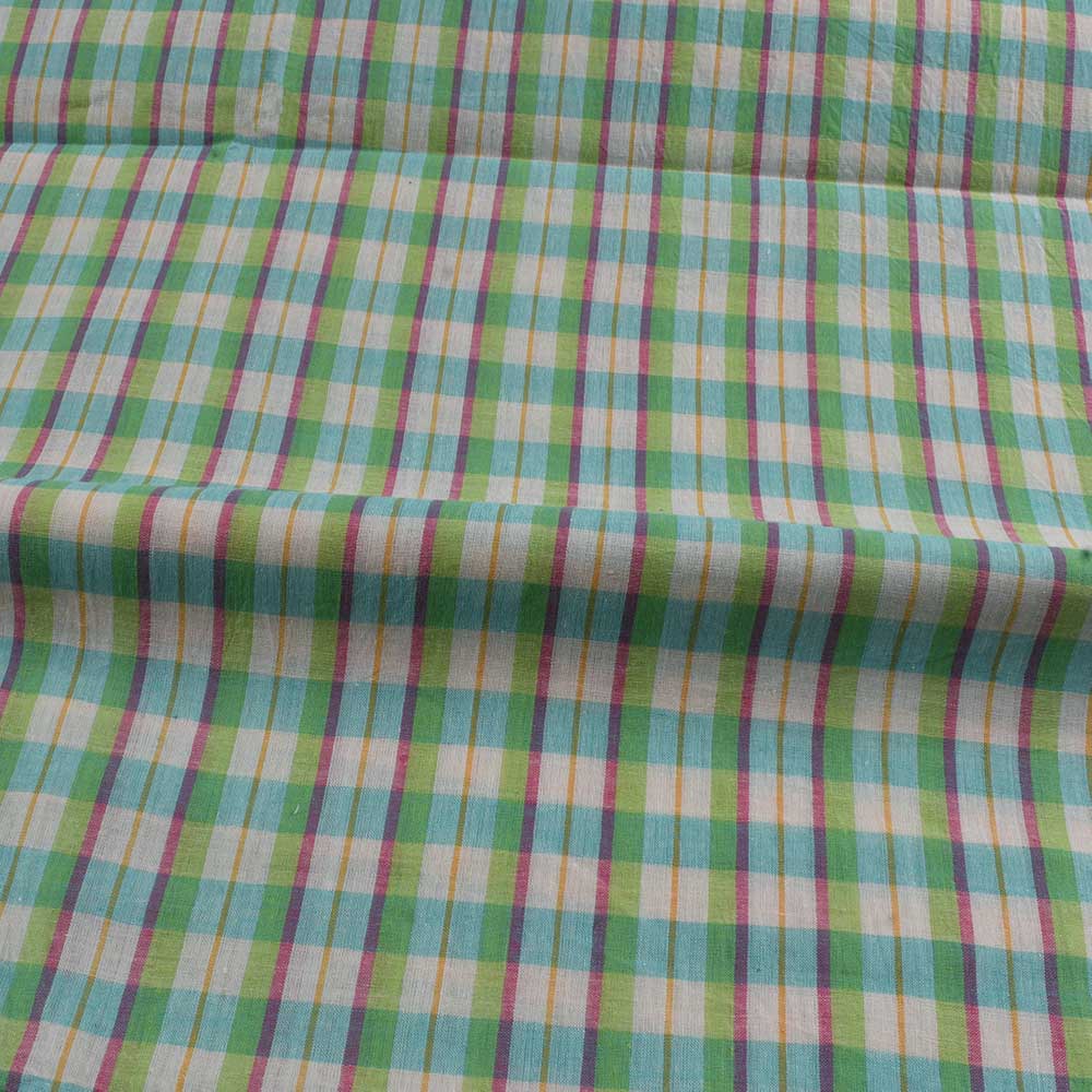 CHECK MULTI COLOR PURE COTTON 56 GSM HANDWOVEN FABRIC 363