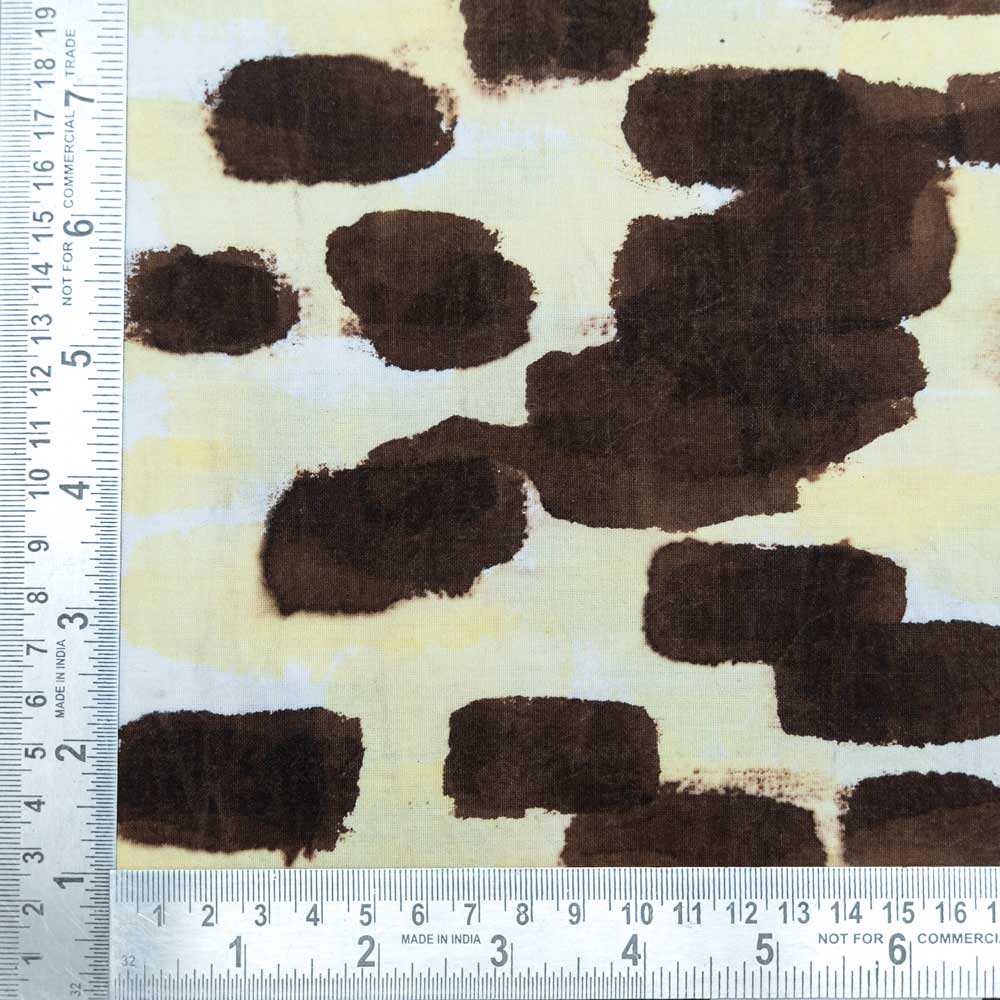 ABSTRACT BROWN & YELLOW SCREENPRINTED PURE COTTON 135 GSM HANDWOVEN FABRIC