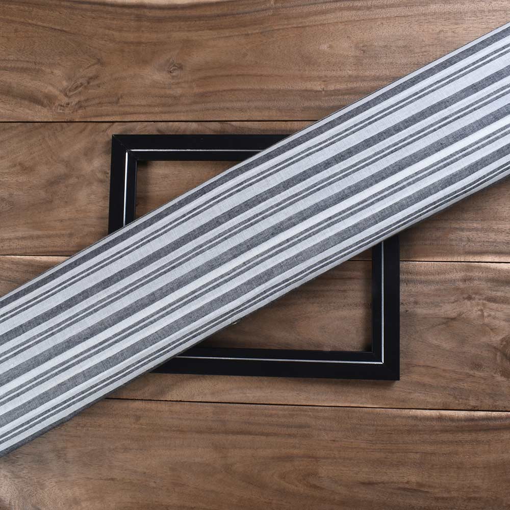Stripe Black & White Pure Cotton 68 GSM Handwoven Fabric