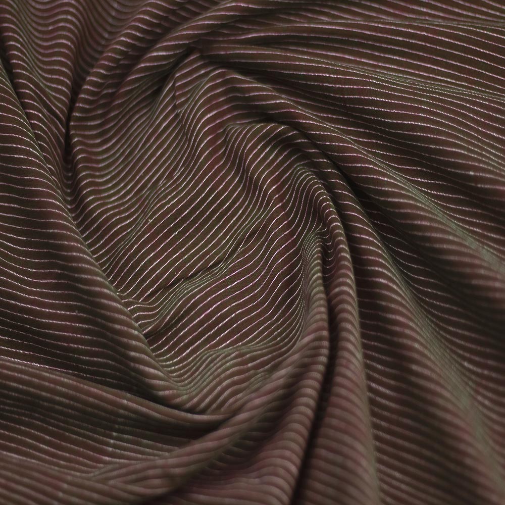Stripe Dark Brown Pure Cotton 70 GSM Handwoven Fabric