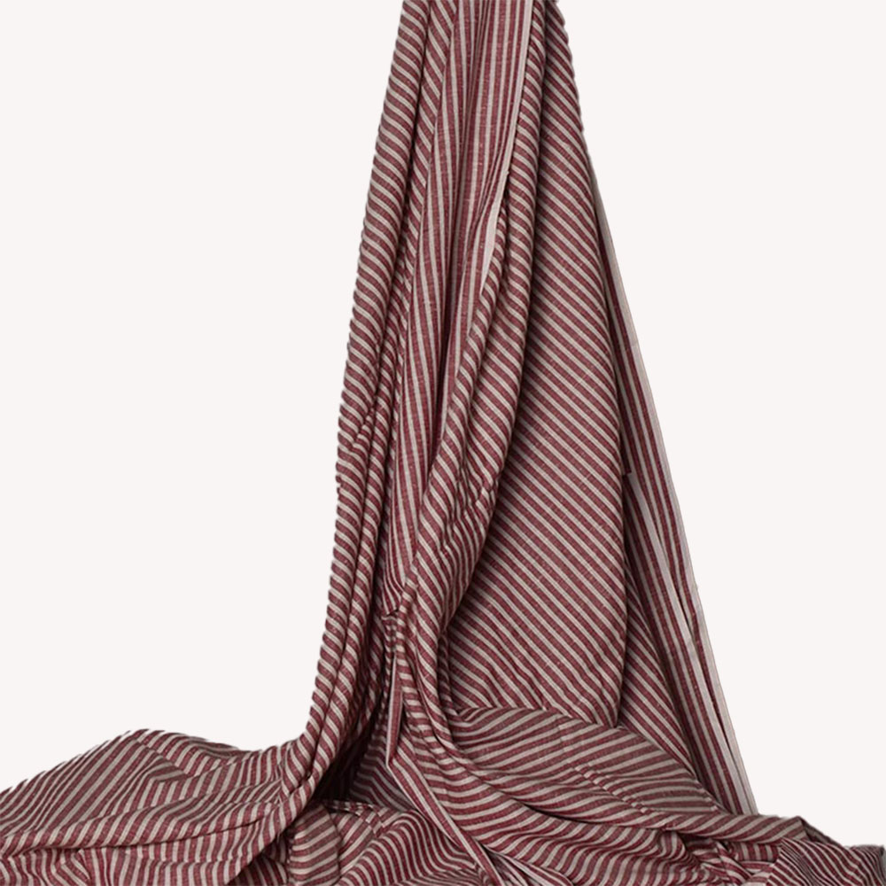 Stripe Plum Matka Silk & Cotton Blend 105 GSM Handwoven Fabric