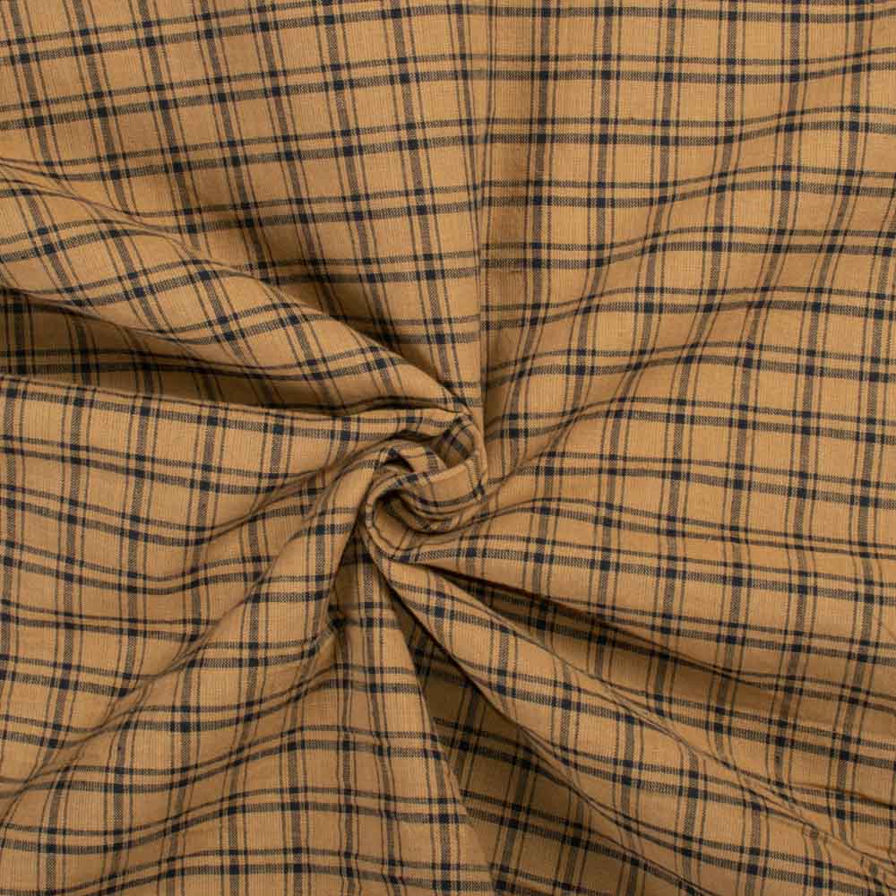 Check Mustard Yellow and black Pure Cotton 100 GSM Handwoven Fabric