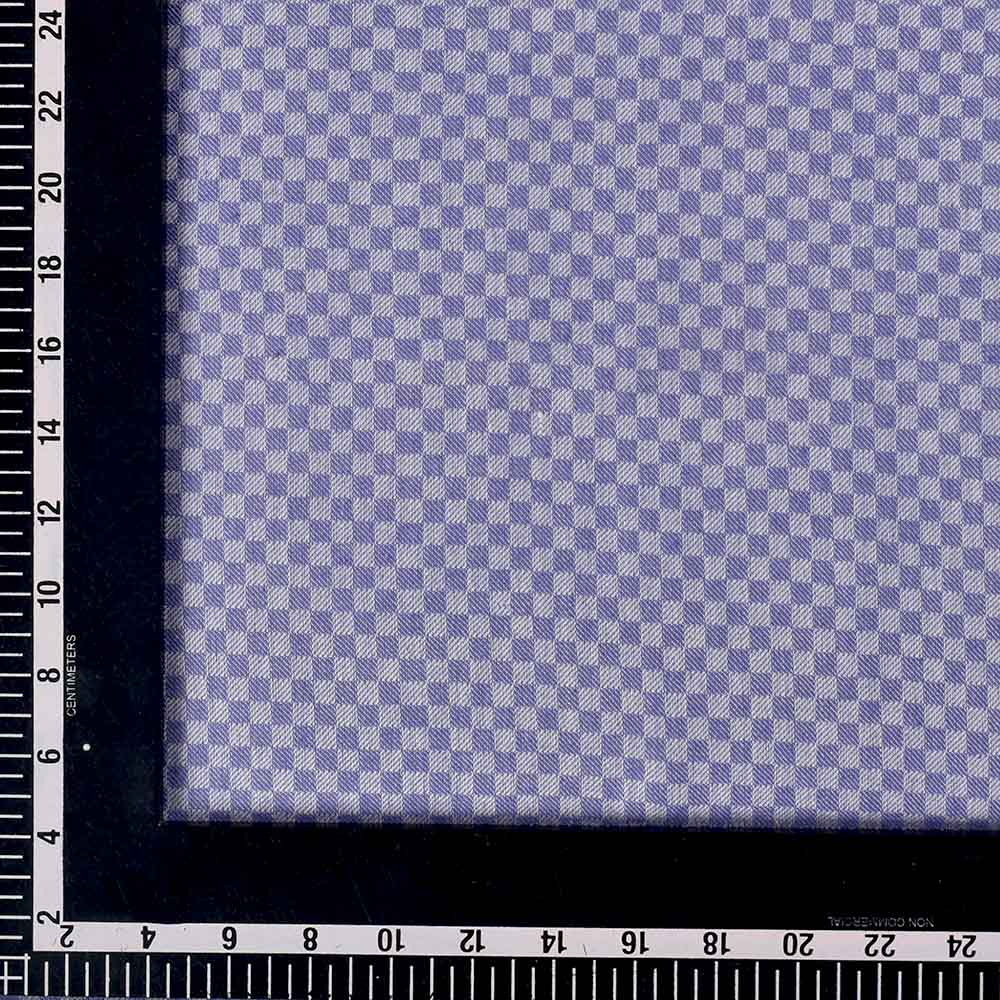 CHECK TWILL WHITE BLUE PURE COTTON 105 GSM HANDWOVEN FABRIC