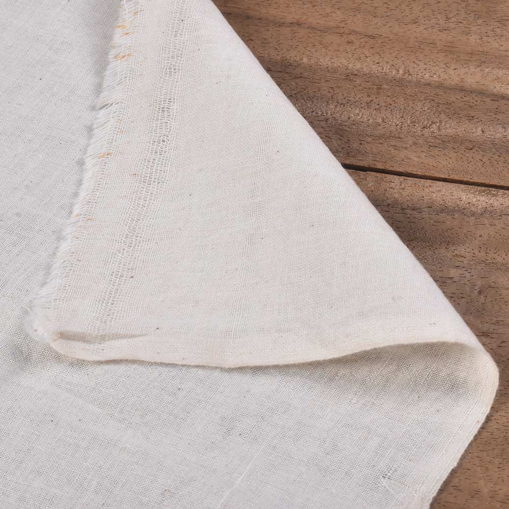White Pure Cotton Muslin 96 GSM Handwoven Fabric - Bleached, Dyeable